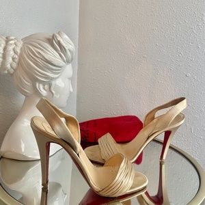 Louboutin Champagne satin heels